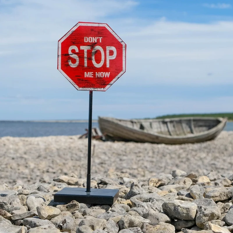 Bordsskylt: Don't stop me now