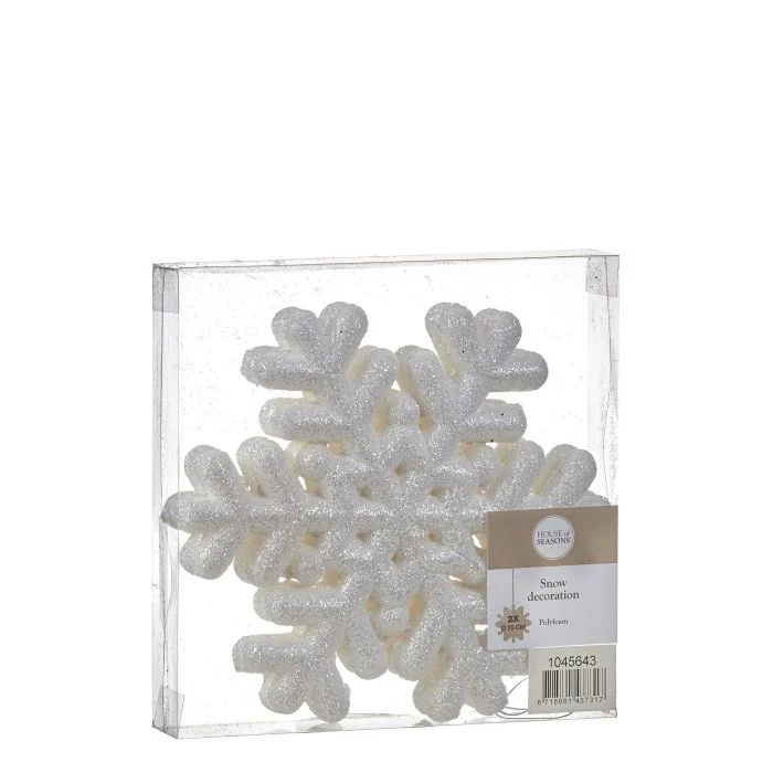 Snöflingor med silverglitter 2-pack