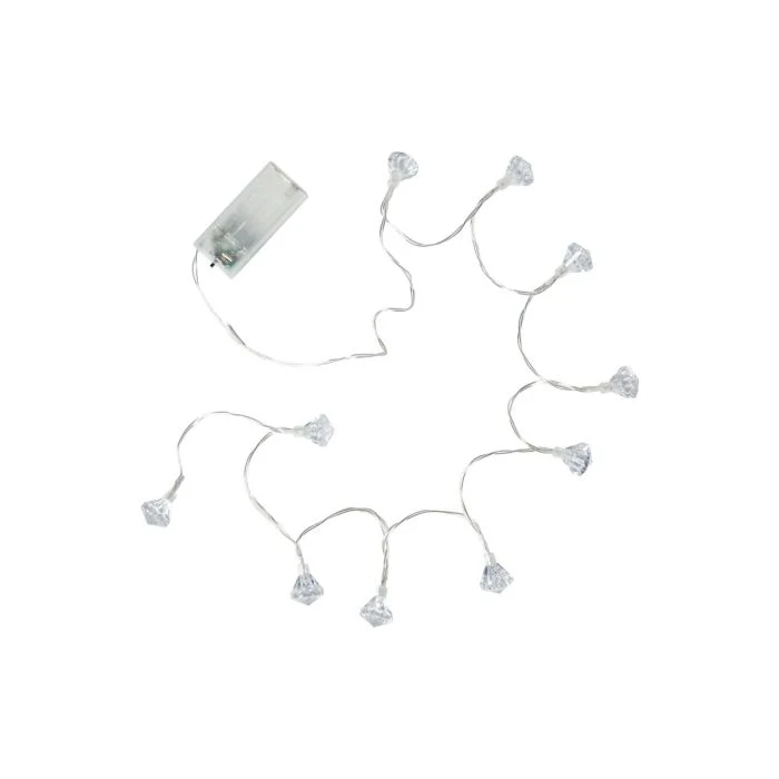 Ljusslinga med 10 LED-diamanter 120 cm