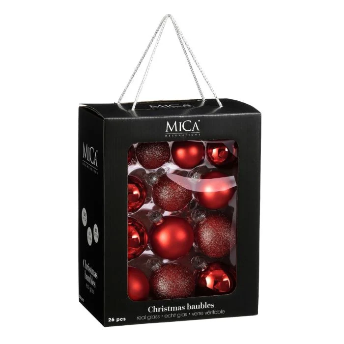 Julgranskulor 26-pack röda
