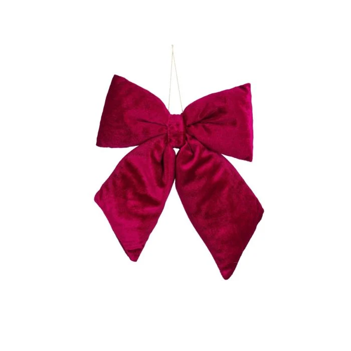 Rosett i mörkröd velour 20 cm bred