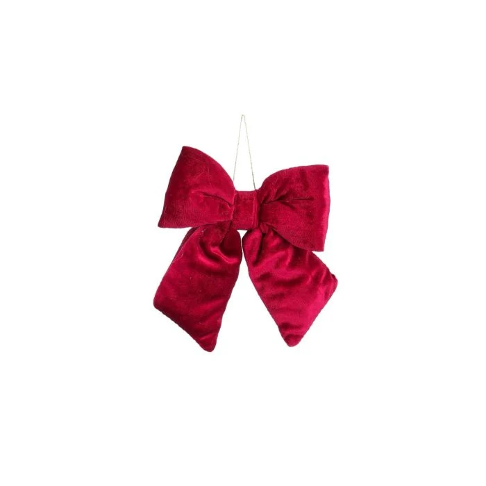 Rosett i mörkröd velour 15 cm bred