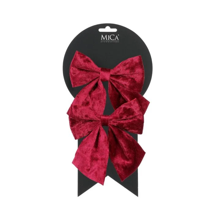 Rosetter i velour mörkröd 2-pack