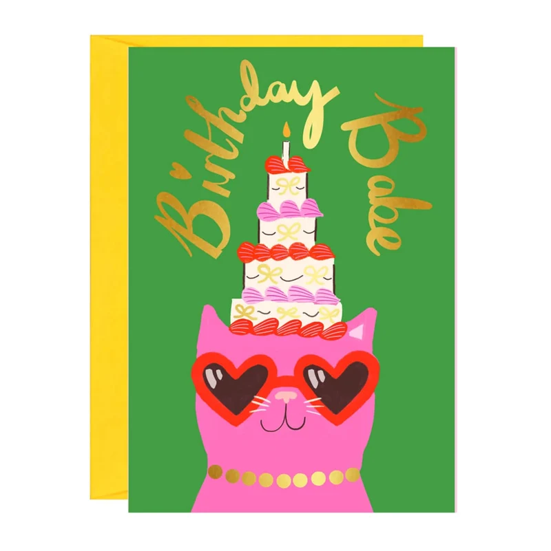 Cake Cat Greetings Card by Ickaprint