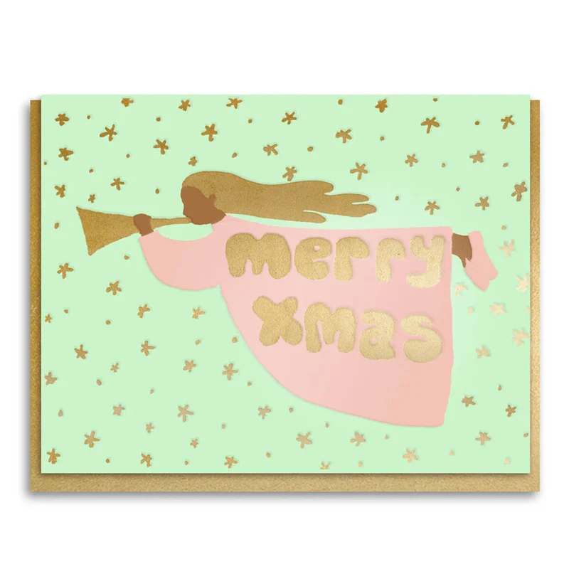 Joyful Angel Horn Christmas Greetings Card by 1973