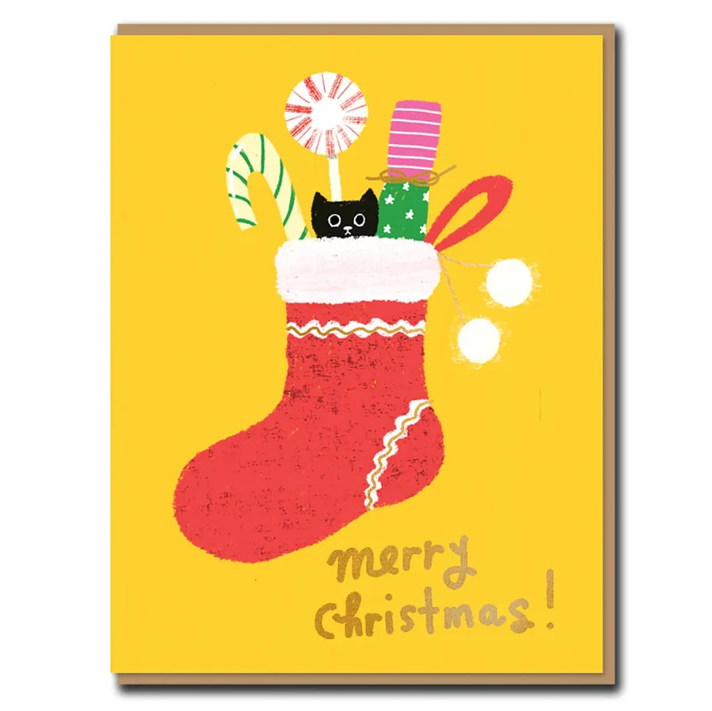 Merry Stocking Christmas Greetings Card by Carolyn Suzuki for 1973