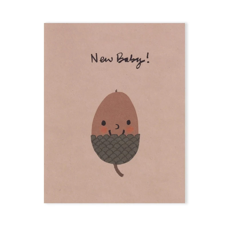 Little Acorn Baby Mini Greetings Card by Lisa Jones Studio
