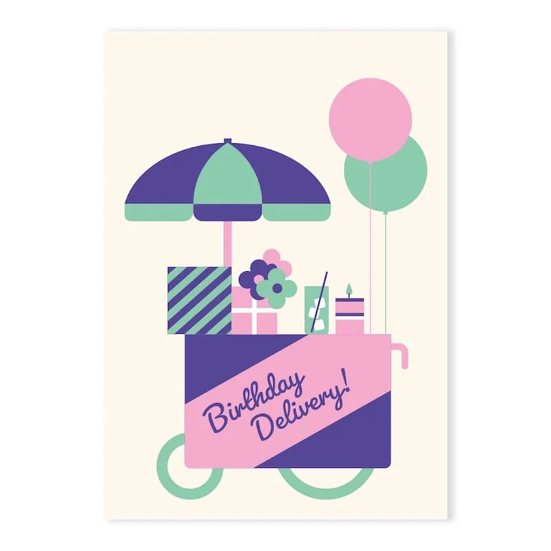 Delivery Wagon Birthday Greetings Card by Dicky Bird