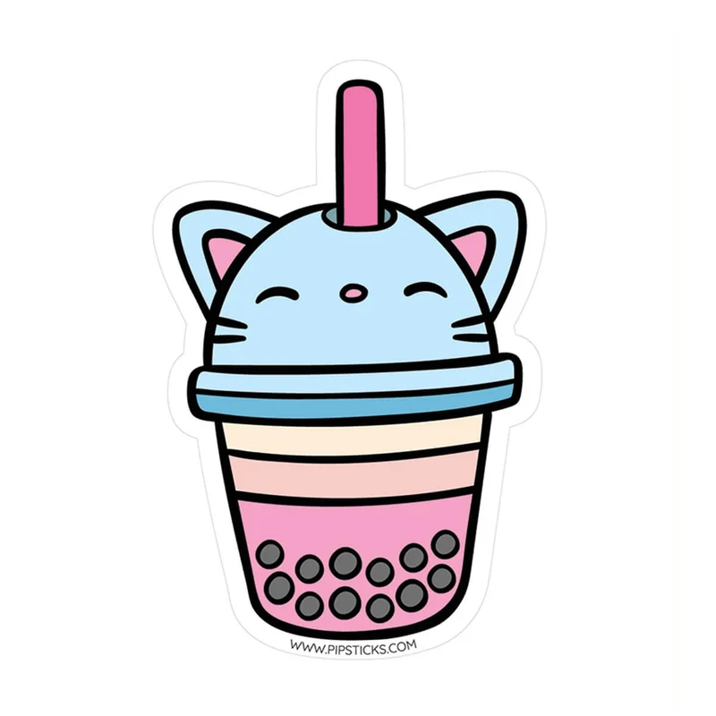 Boba Kitty Vinyl Sticker by Pipsticks