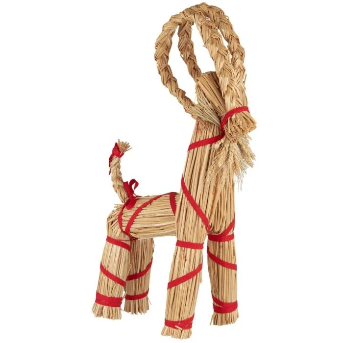 Julbock med rött band och skägg 59 cm hög