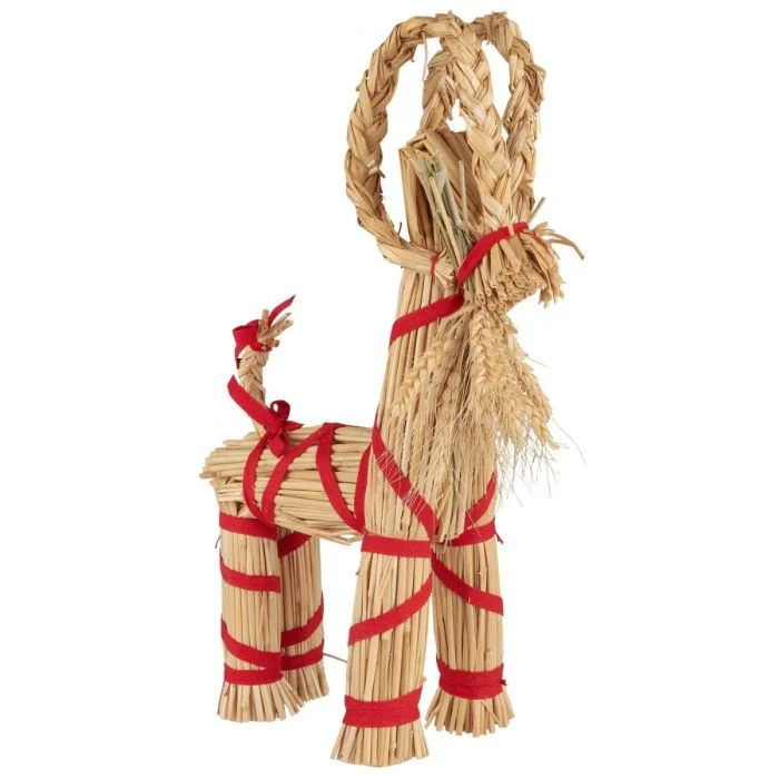 Julbock med rött band och skägg 44 cm hög