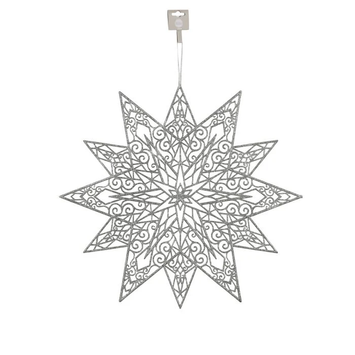 Silverfärgad snöflinga 49 cm i dia