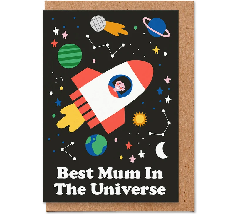 Best Mum In The Universe Greeting Card by Studio Boketto
