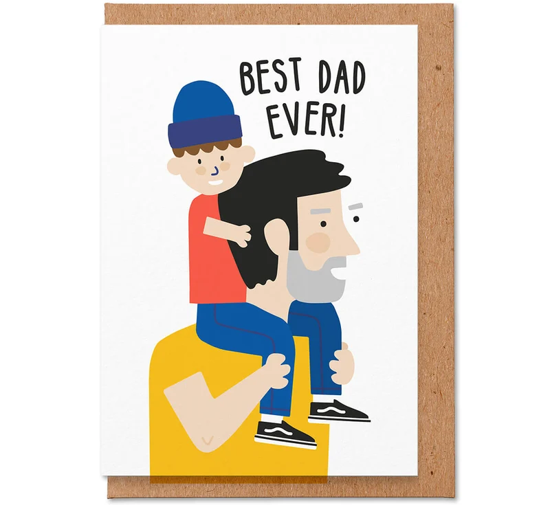 Dad Shoulders Greetings Card by Studio Boketto