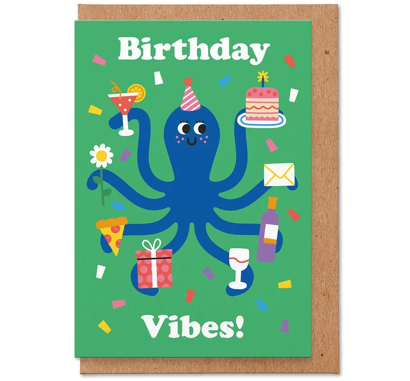 Birthday Vibes Greetings Card by Studio Boketto