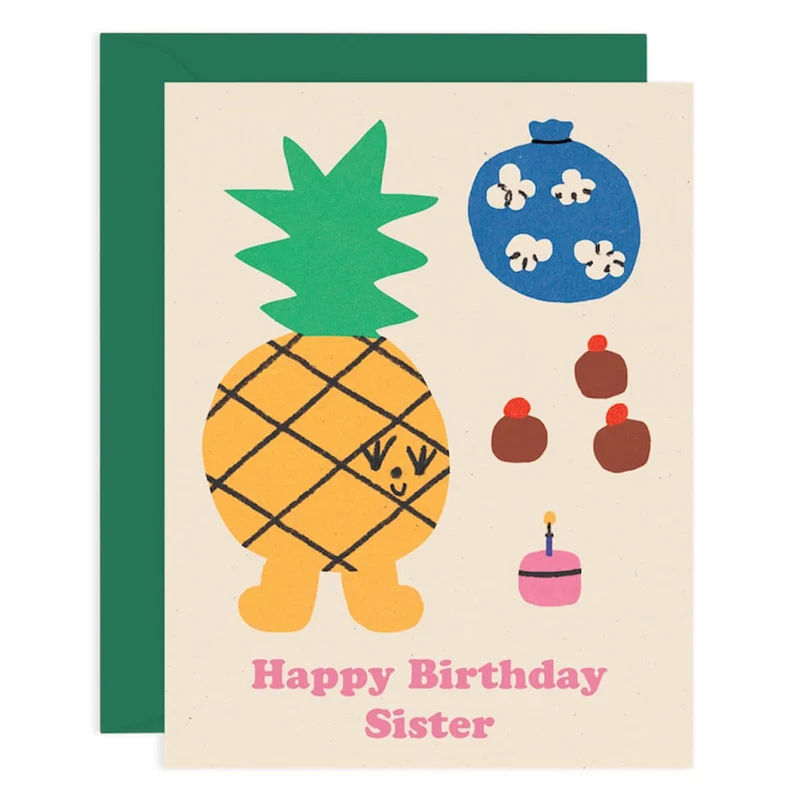 Happy Birthday Sister Greetings Card by Maria Ramos for Wrap