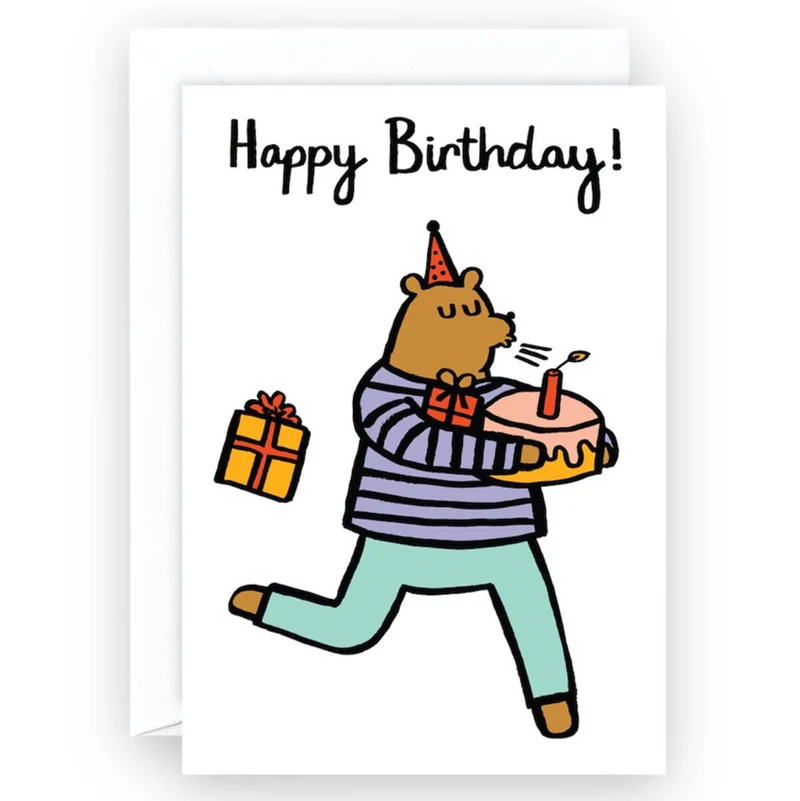 Happy Birthday Bear With Cake by Alice Bowsher for Wrap
