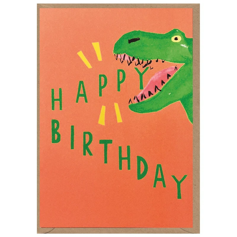 Neon Birthday Dinosaur Greetings Card by Dominic Early for Earlybird Designs
