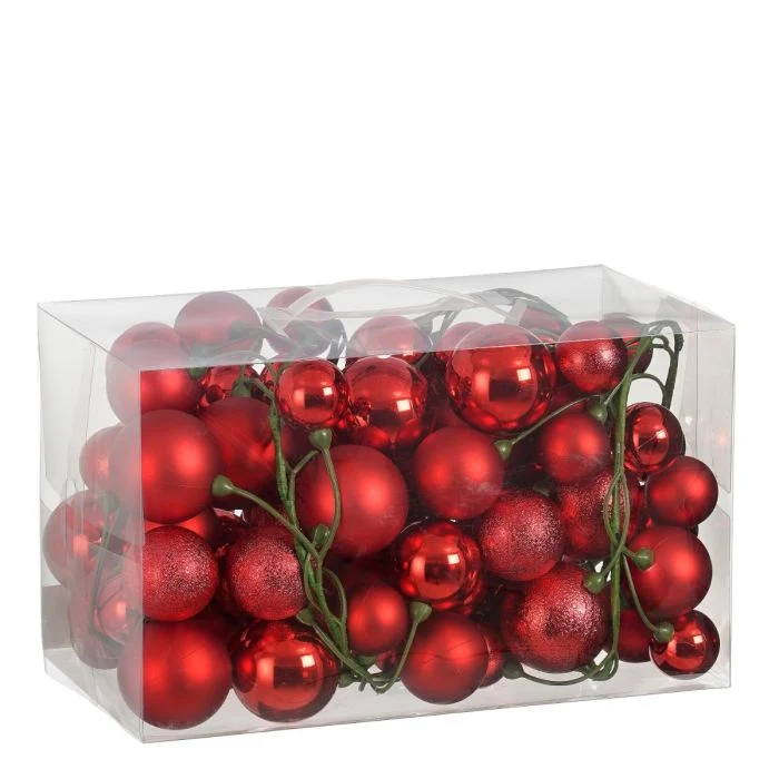 Girlang med röda julgranskulor