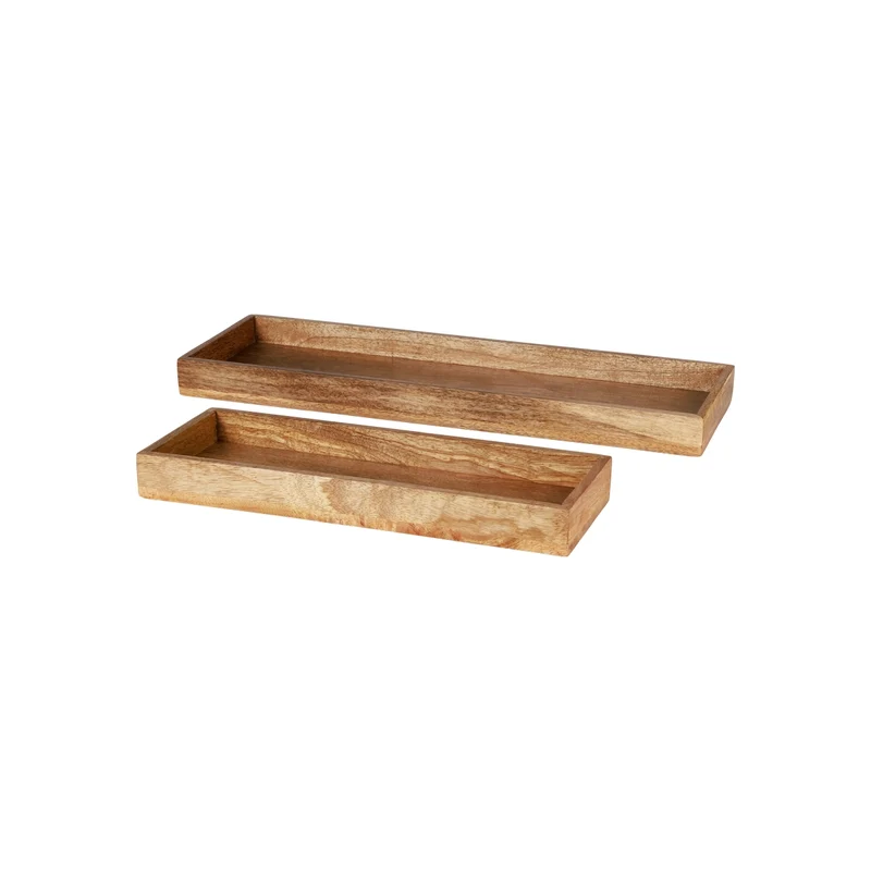 Set med 2 avlånga träbrickor