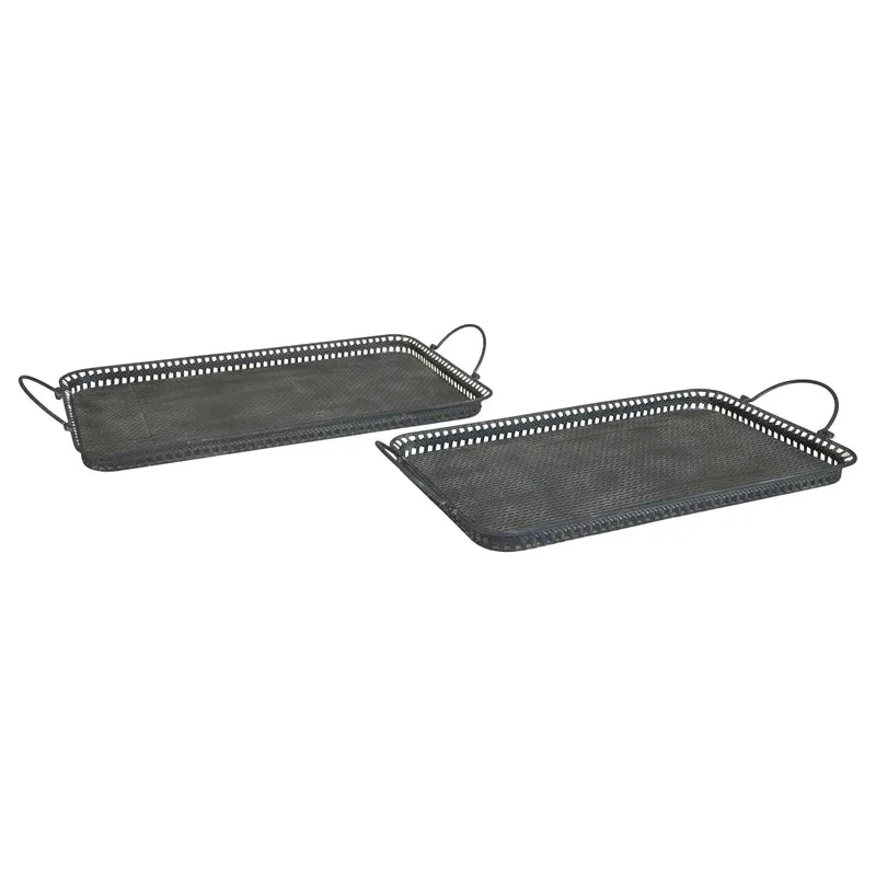 Set med 2 brickor i antiksvart metall