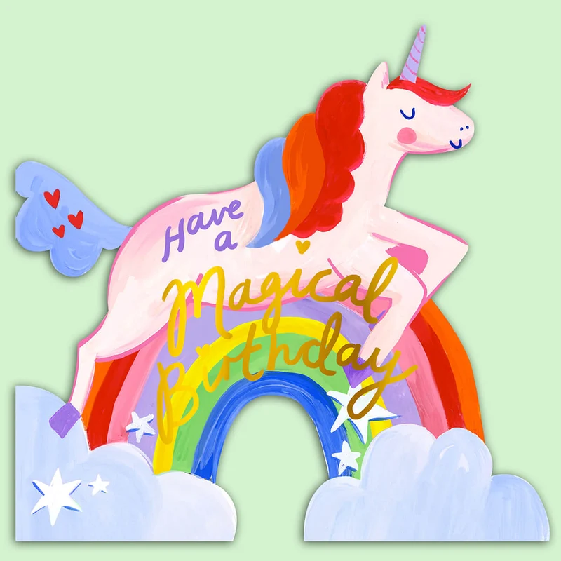 Unicorn Shaped Greetings Card by Eleanor Bowmer