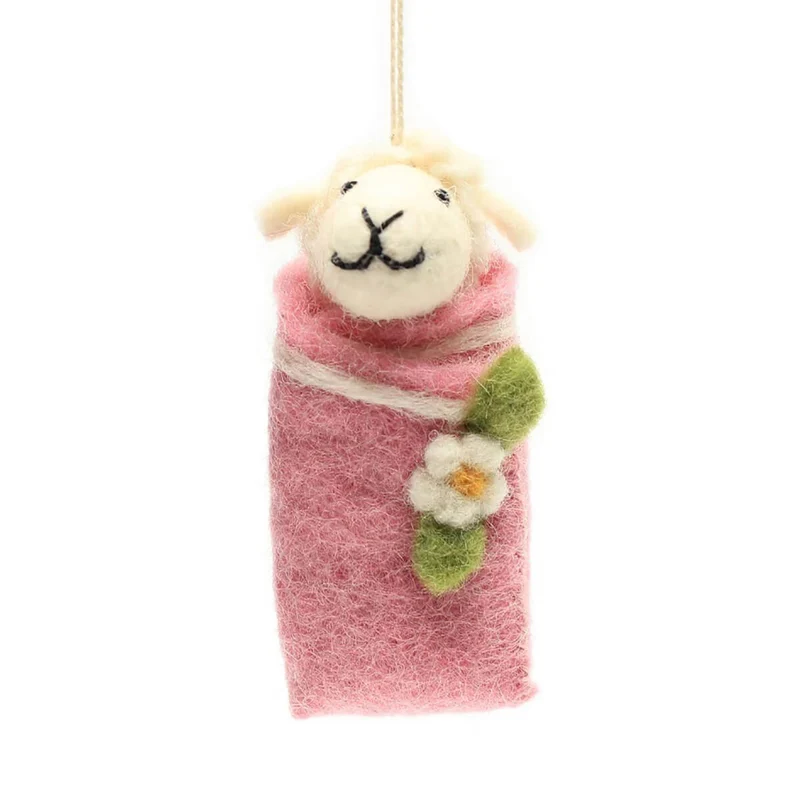 Swaddling Lambs Felt Hanging Decoration by Amica