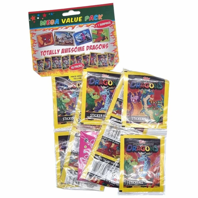 10pk Totally Awesome Dragons Samleklistremerker 50stk (Storpakk)
