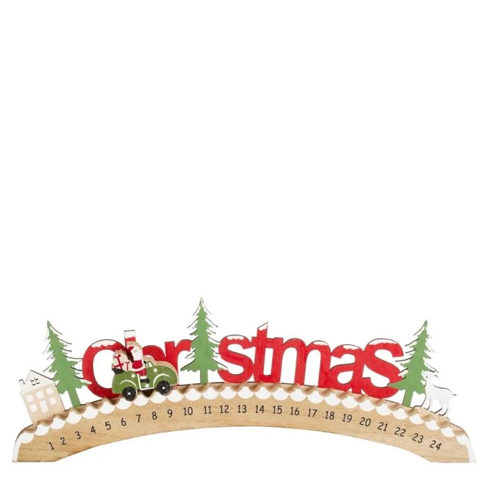 Julkalender av trä med bil