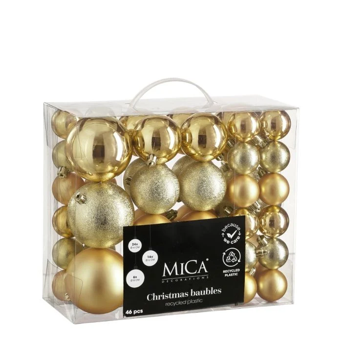 Julkulor i plast guld 46-pack