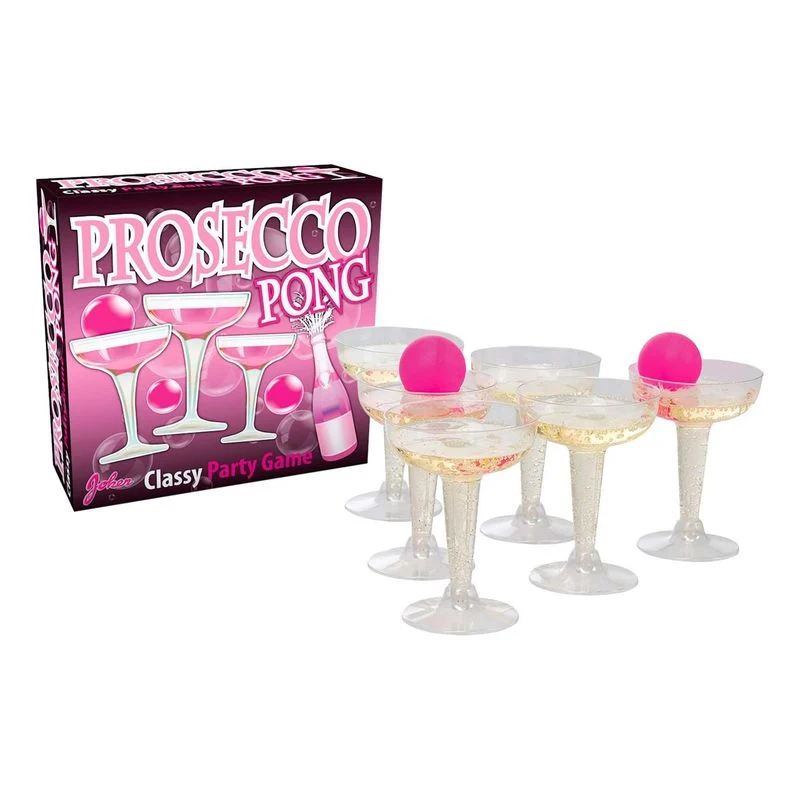 Prosecco Pong | Partyspill med 12 glass og rosa baller