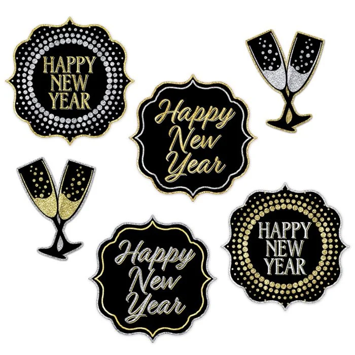 Nyttårs Dekor Utskjæringer - Happy New Year Pynt