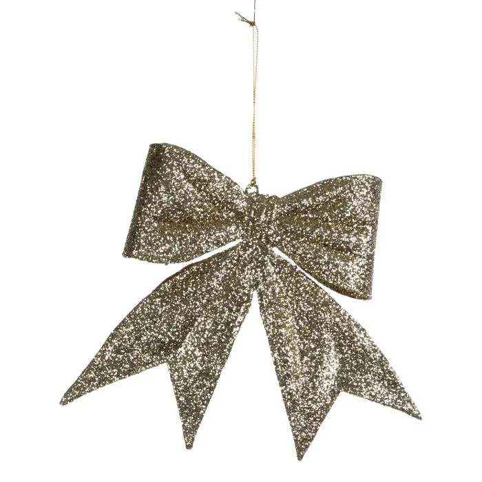 Guldfärgad rosett med glitter 15 cm bred