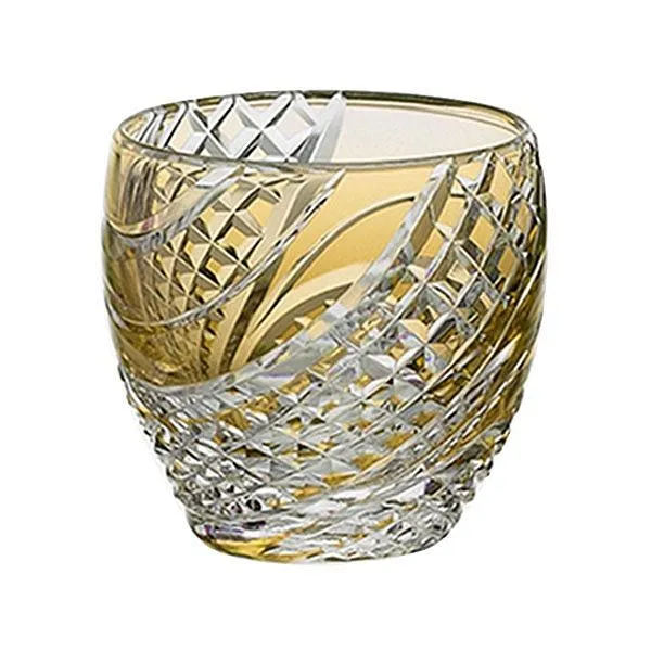 Kagami Kristall Edo Kiriko Glas Gul T535-2044-CUM