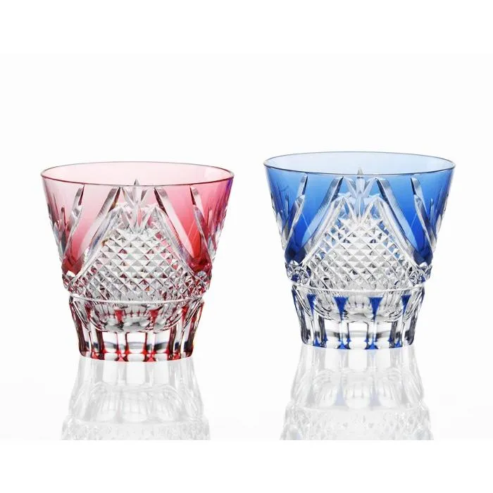 Kagami Kristall Edo Kiriko Glas Röd och Blå TPS615-2950-AB