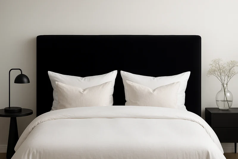 Monaco Sengegavl sort velour - 180x120x8 cm