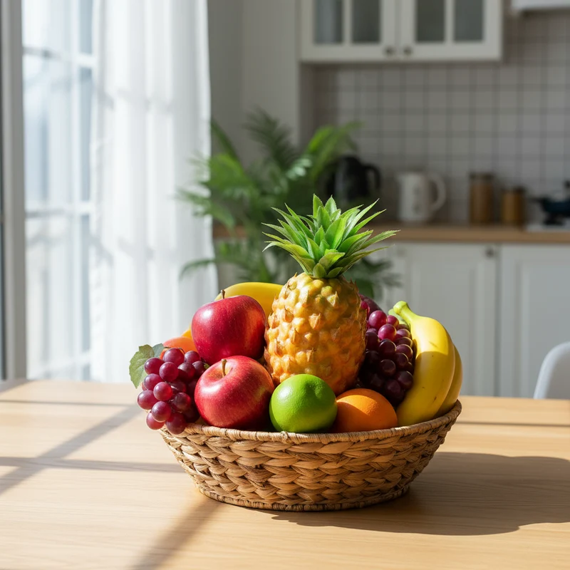 Kunstig Ananas 19 cm - Dekorativ Tropisk Frukt med Stilk