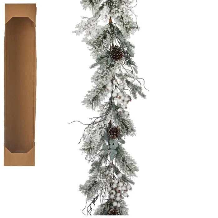 Hardy Julgransgirlang med vita bär 180 cm lång
