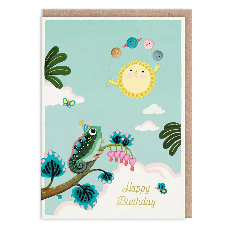 Solar Juggle Birthday Greetings Card by Joo Joo Paper
