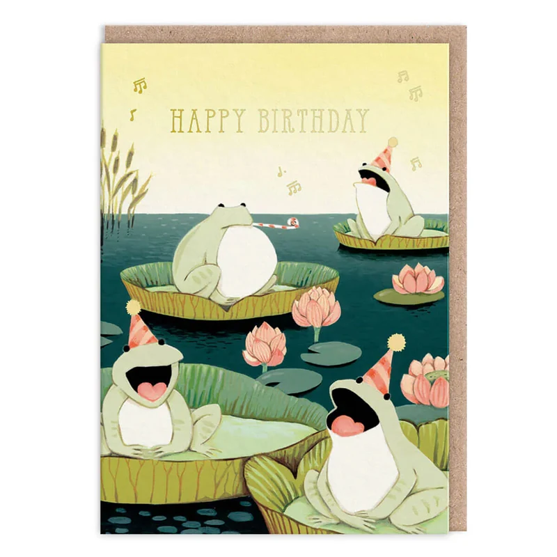 Singing Frogs Birthday Greetings Card by Joo Joo Paper