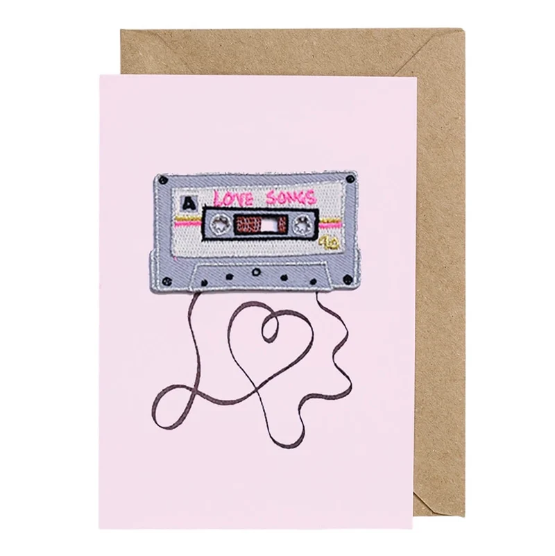 Love Songs Iron On Patch Greetings Card by Petra Boase