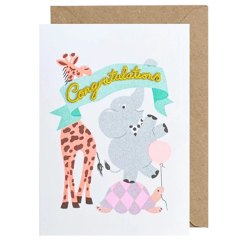 Congratulations New Baby Greetings Card by Petra Boase