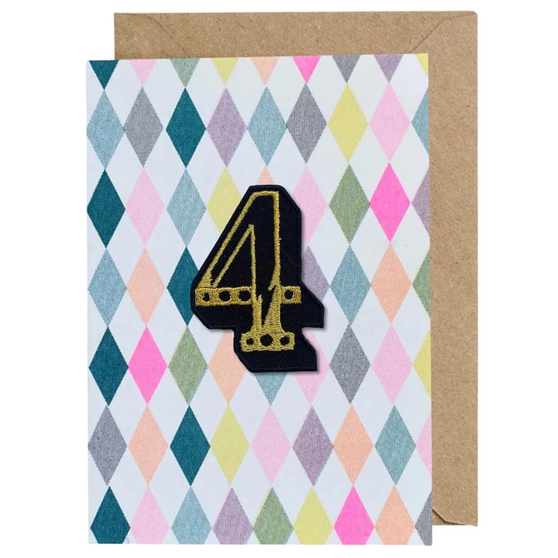 Circus Embroidered Age Card by Petra Boase - Age 4