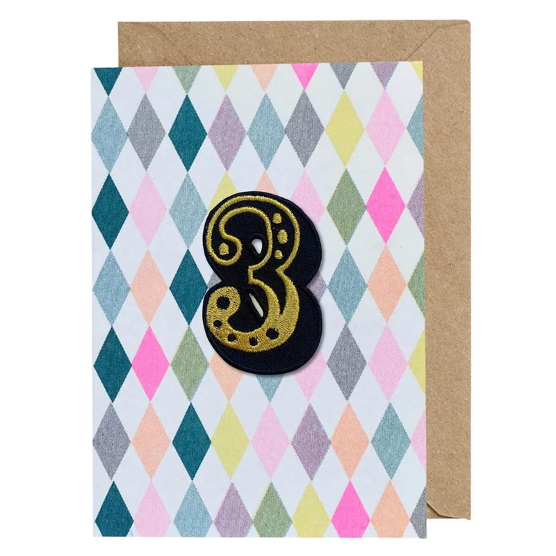 Circus Embroidered Age Card by Petra Boase - Age 3