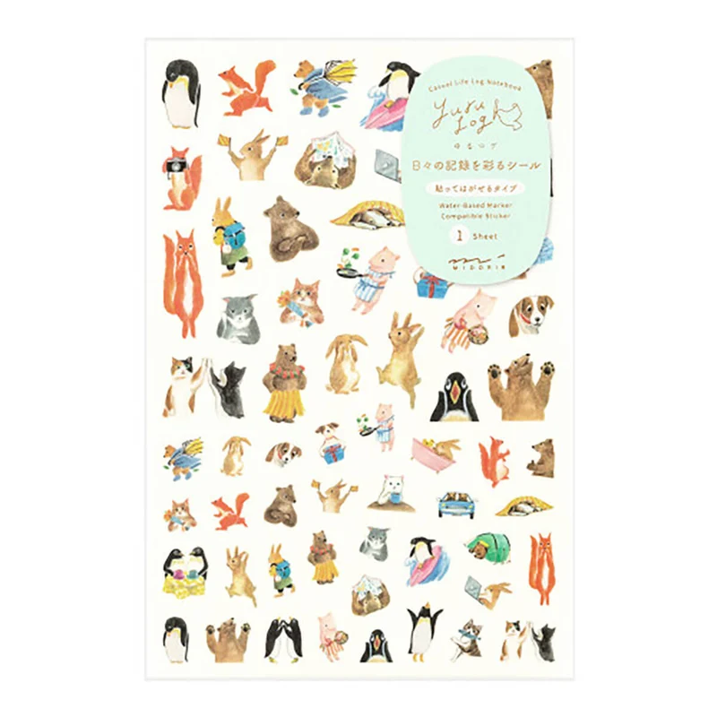 Animal Yuru Log Stickers by Midori