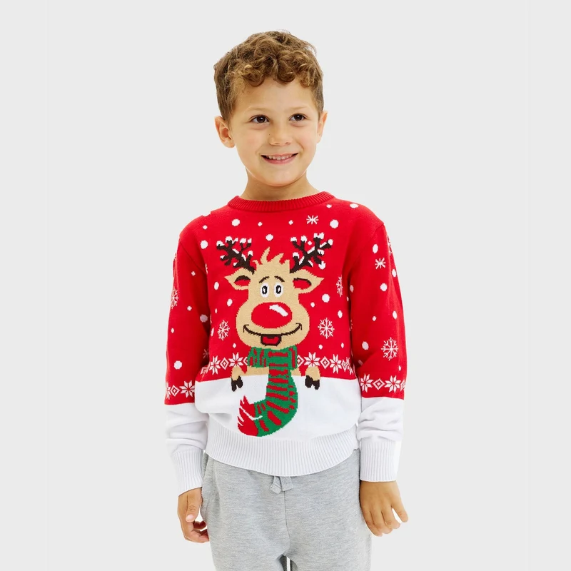 Rudolfs Julesweater Rød - Børn.