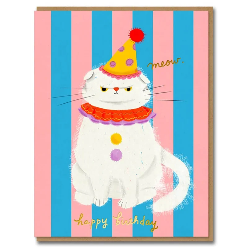 Clowny The Cat Birthday Greetings Card by Carolyn Suzuki for 1973