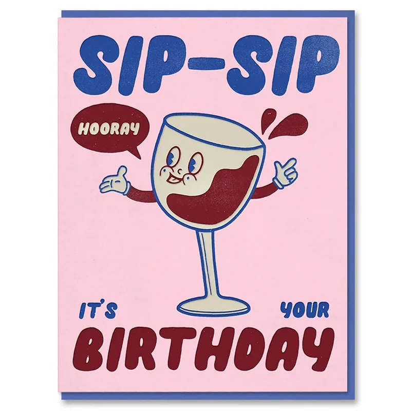 Wine Birthday Greetings Card by The Toonies for 1973