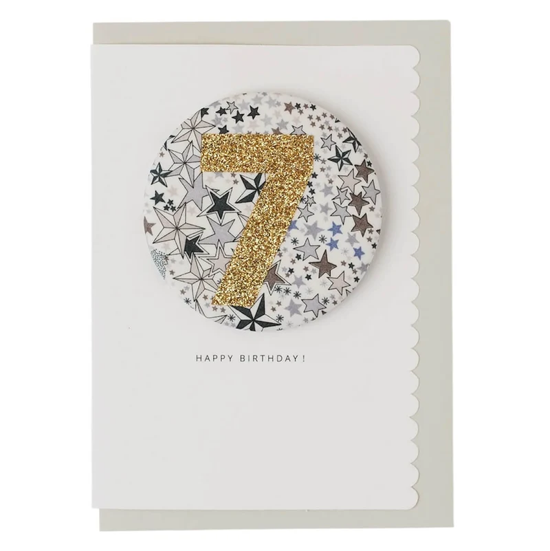 Age 7 Badge Greetings Card in Adelajda's Wish Liberty Print by The Charming Press