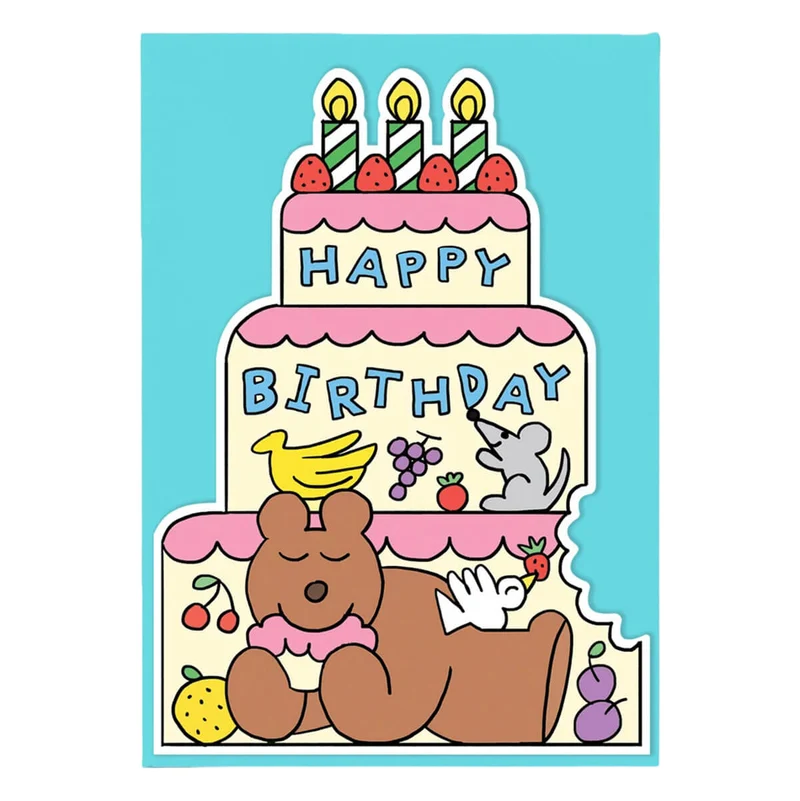 Birthday Cake Bear Shaped Greetings Card by Momoe Narazaki for Wrap